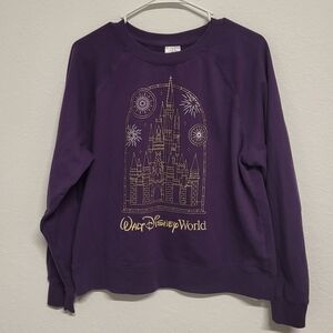2025 Disney Parks WDW XSmall Magic Kingdom Castle Sweatshirt Fireworks Purple